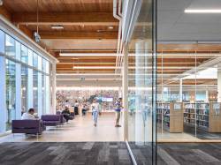 9.9 Toronto Public Library, Albion Branch. Interior, mural in background.Credit....