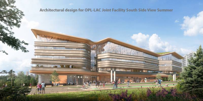 OPL–LAC joint facility south side view summer.jpg